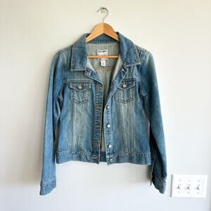 Old Navy Medium Wash Button Front Jean Jacket Blue M